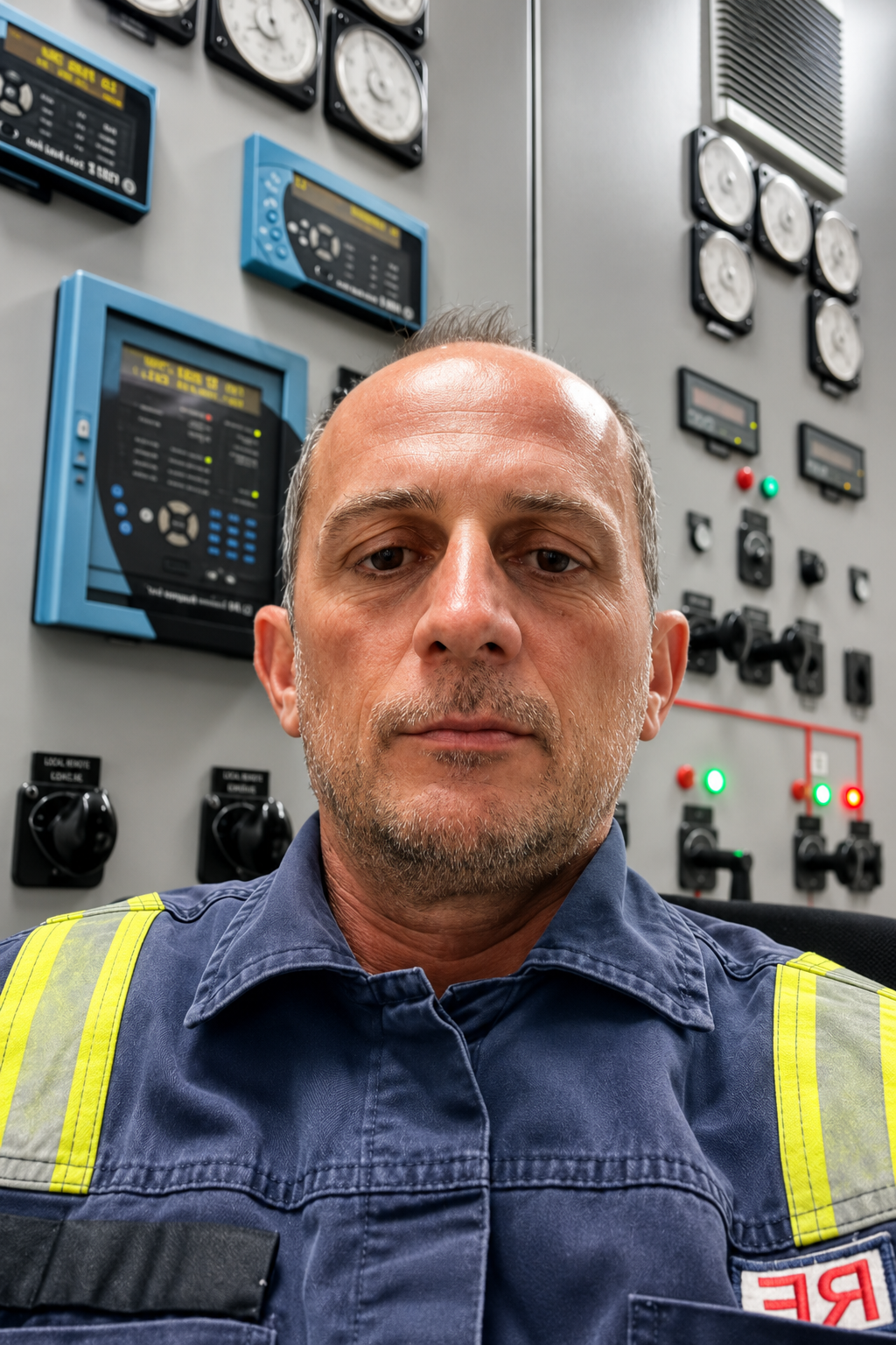 Engenheiro eletricista Jamil de Oliveira, fundador da AVIN Engenharia, em inspeção de painel elétrico industrial